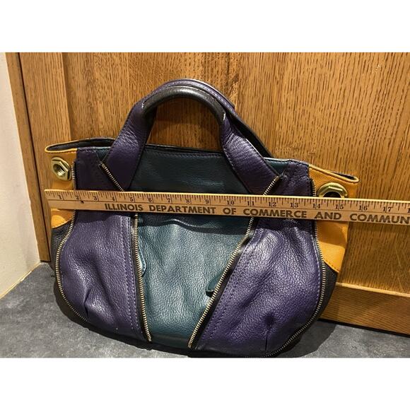 orYANY Victoria Leather Purse Tote Satchel Hobo Slouchy Bag Color Block EUC Boho - Picture 7 of 9